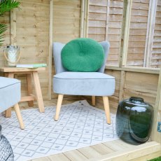 6x4 Forest Oakley Pent Summerhouse - Pressure Treated - in situ, front view, chairs