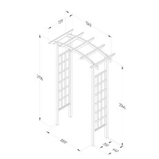 Forest Classic Dome Top Wooden Garden Pergola Arch - Pressure Treated - dimensions