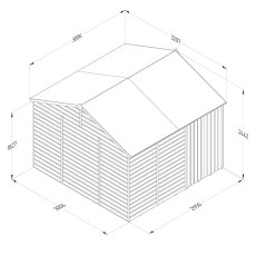 10x10 Forest Beckwood Tongue & Groove Reverse Apex Windowless Wooden Shed - dimensions