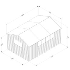 15x10 Forest Beckwood Tongue & Groove Reverse Apex Wooden Shed with Double Doors - dimensions