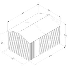 12x8 Forest Beckwood Tongue & Groove Reverse Apex Windowless Wooden Shed - dimensions