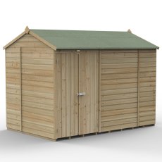 10x6 Forest Beckwood Tongue & Groove Reverse Apex Windowless Wooden Shed - isolated angle view, doors closed