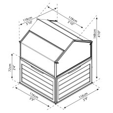 4x4 Palram Canopia Plant Inn - dimensions