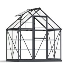 6x4 Palram Canopia Harmony Greenhouse - Grey - isolated angle view