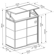 4 x 2 Palram Canopia Lean-to Greenhouse - dimensions