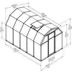 6x10 Palram Canopia EcoGrow Greenhouse - dimensions