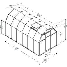 6x12 Palram Canopia EcoGrow Greenhouse - dimensions