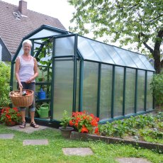 6x12 Palram Canopia EcoGrow Greenhouse - in situ, angle view, garden