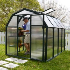 6x8 Palram Canopia EcoGrow Greenhouse - in situ, angle view