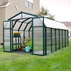 8x12 Palram Canopia Hobby Gardener Greenhouse - in situ, angle view, garden