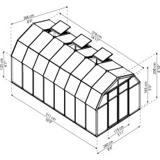 8x16 Palram Canopia Hobby Gardener Greenhouse - dimensions