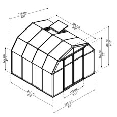 8x8 Palram Canopia Hobby Gardener Greenhouse - dimensions