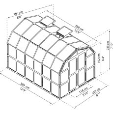 8x12 Palram Canopia Rion Clear Grand Gardener Greenhouse - dimensions