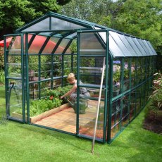 8x16 Palram Canopia Rion Clear Grand Gardener Greenhouse - in situ, angle view, doors open