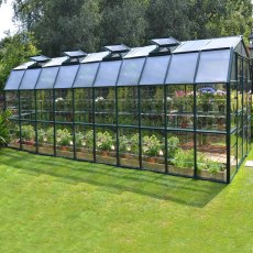 8x20 Palram Canopia Rion Clear Grand Gardener Greenhouse - in situ, angle view, doors closed