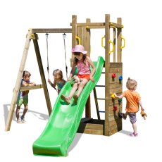 Shire Rumble Ridge Rock Wall with Single Swing & Slide - Funny 3 - isolated view