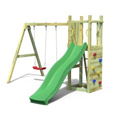 Shire Rumble Ridge Rock Wall with Double Swing & Slide - Funny 3 - isolated view