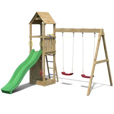 Shire Sky High Hideout with Double Swing & Slide - Flappi - isolated side angle view