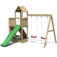 Shire Summit Seeker Scramble with Double Swing & Slide - Floppi - isolated angle view