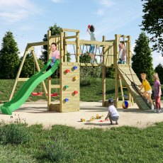 Shire Maxi Fun with Double Tower, Double Swing & Slide - in situ, angle view, children