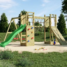 Shire Maxi Fun with Double Tower, Double Swing & Slide - in situ, angle view