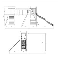 Shire Maxi Fun with Double Tower, Double Swing & Slide - dimensions