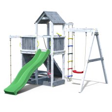 Shire Activer Tower in Grey & White with Single Swing & Slide - isolated angle view