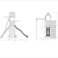 Shire Activer Tower in Grey & White with Single Swing & Slide - dimensions