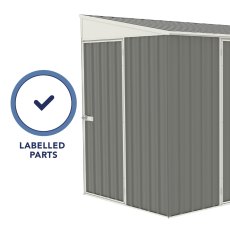 10 x 5 Mercia Absco Metal Bike Shed in Woodland Grey - labelled parts