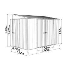 10 x 5 Mercia Absco Metal Bike Shed in Woodland Grey - dimensions