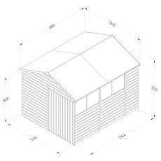 10x8 Forest Beckwood Tongue & Groove Apex Wooden Shed With Double Doors - dimensions