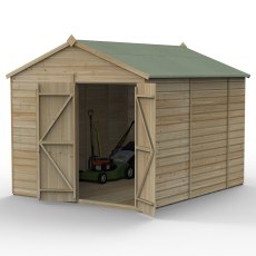 10x8 Forest Beckwood Windowless Tongue & Groove Apex Wooden Shed With Double Doors - isolated angle view
