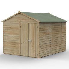 10x8 Forest Beckwood Windowless Tongue & Groove Apex Wooden Shed With Double Doors - isolated angle view, doors closed