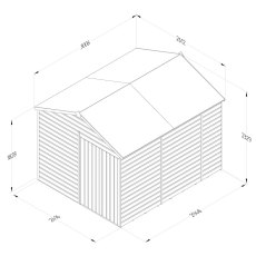 10x8 Forest Beckwood Windowless Tongue & Groove Apex Wooden Shed With Double Doors - dimensions