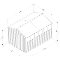 12x8 Forest Beckwood Tongue & Groove Apex Wooden Shed with Double Doors - dimensions