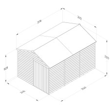 12x8 Forest Beckwood Windowless Tongue & Groove Apex Wooden Shed with Double Doors - dimensions