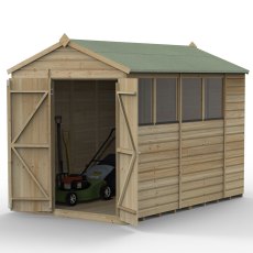 10x6 Forest Beckwood Apex Shed Shiplap Double Doors - isolated angle view, doors open