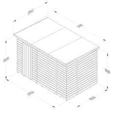 10x6 Forest Beckwood Shiplap Pent Windowless Wooden Shed - dimensions