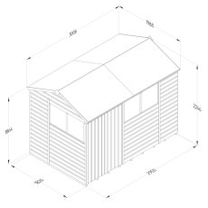10x6 Forest Beckwood Shiplap Reverse Apex Wooden Shed with Double doors - dimensions