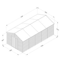 20x10 Forest Beckwood Shiplap Windowless Reverse Apex Wooden Shed with Double doors - dimensions