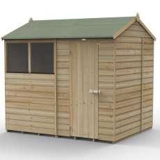 8x6 Forest Beckwood Shiplap Reverse Apex Wooden Shed - isolated angle view, doors closed
