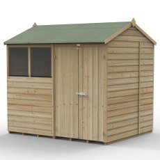 8x6 Forest Beckwood Shiplap Reverse Apex Wooden Shed with Double doors - isolated angle view, doors closed
