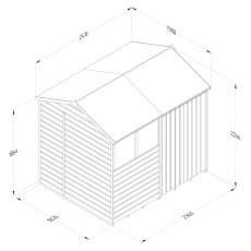 8x6 Forest Beckwood Shiplap Reverse Apex Wooden Shed with Double doors - dimensions