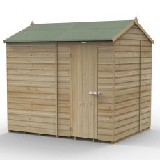 8x6 Forest Beckwood Shiplap Windowless Reverse Apex Wooden Shed - isolated angle view, doors closed