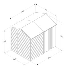 8x6 Forest Beckwood Shiplap Windowless Reverse Apex Wooden Shed with Double Doors - dimensions