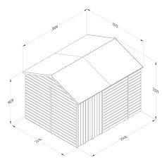 10x8 Forest Beckwood Shiplap Windowless Reverse Apex Wooden Shed with Double Doors - dimensions