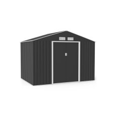 9x6 Lotus Hera Apex Metal Shed with Foundation Kit - isolated angle view, doors closed