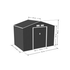 9x6 Lotus Hera Apex Metal Shed with Foundation Kit - dimensions