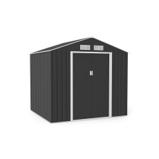 7x6 Lotus Hera Apex Metal Shed with Foundation Kit - isolated angle view, doors closed