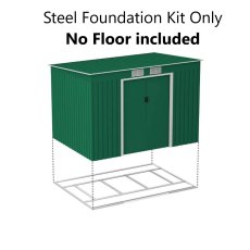 9x6 Lotus Hestia Pent Metal Shed with Foundation Kit in Dark Green - Foundation Kit